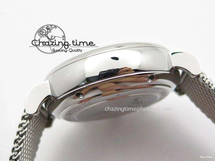 MIROTIME 0215 Portofino Chrono SS Black Dial on SS Mesh Bracelet A StreetReady 7399